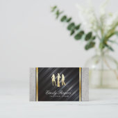 Modellen / Metallic & White Leather / Gold Trim Visitekaartje (Staand voorkant)