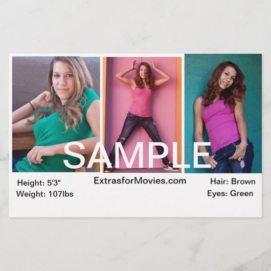 Modellen voor Zed-Kaart - Actors Headshots Flyer (Achterkant)