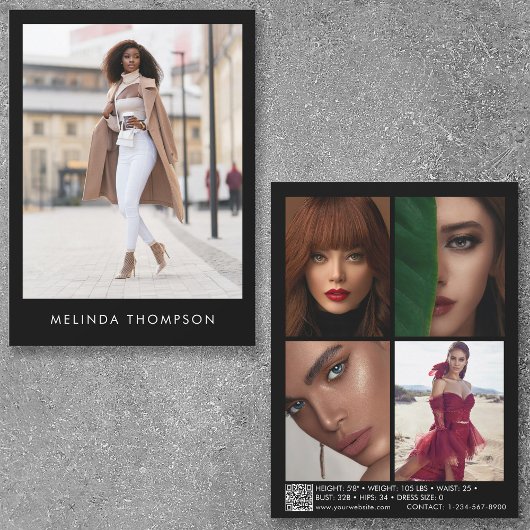 Modellerende Actor Comp Kaart 5 Foto QR Code Black