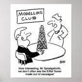 Modellering Club Eiffel Tower gemaakt van worst Poster (Voorkant)