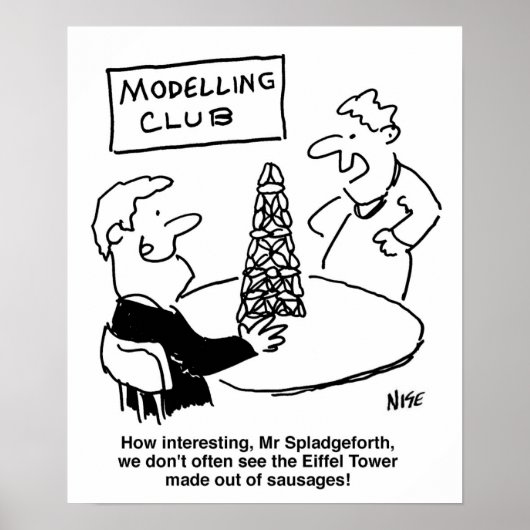 Modellering Club Eiffel Tower gemaakt van worst Poster (Voorkant)