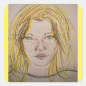 modelmeisje vierkante sticker (Voorkant)