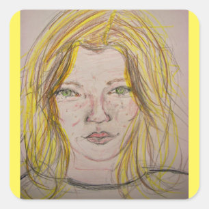 modelmeisje vierkante sticker