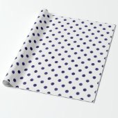 Modelmonogram chroomblauwe en witte poka dots cadeaupapier (Uitgerold)