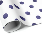 Modelmonogram chroomblauwe en witte poka dots cadeaupapier (Rol Hoek)