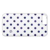 Modelmonogram chroomblauwe en witte poka dots Case-Mate iPhone case (Achterkant (Horizontaal))