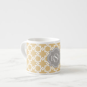 Modelmonogram met geel koppelingspatroon espresso kop