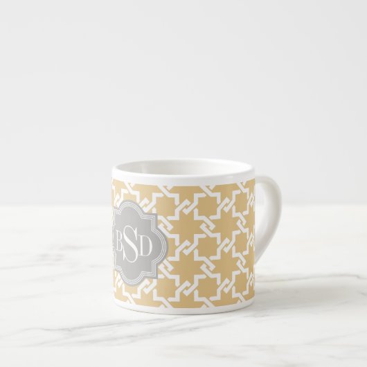 Modelmonogram met geel koppelingspatroon espresso kop (Voorkant rechts)