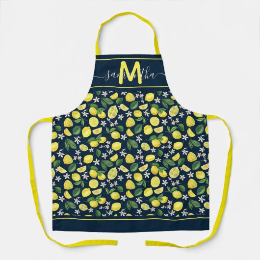 Modelmonogram van het moderne Citrus Lemons Patter Schort (Voorkant)