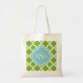 Modelmonogram voor grafisch groen vergrendelingspa tote bag (Voorkant)