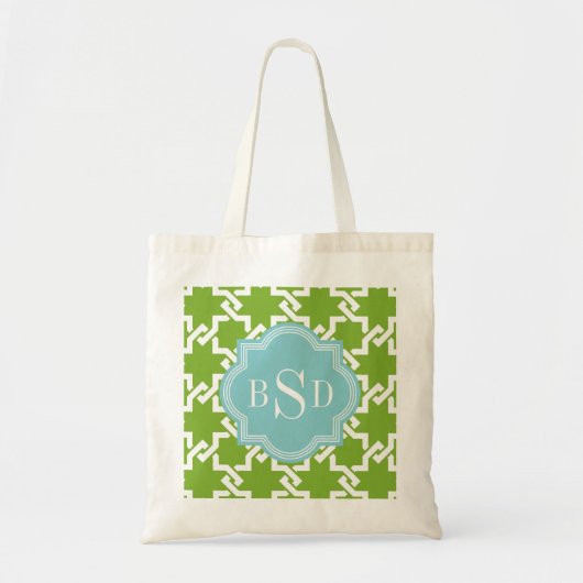 Modelmonogram voor grafisch groen vergrendelingspa tote bag (Voorkant)