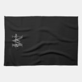 Modelmonogram voor moderne zwarte persoonlijke fam theedoek (Horizontaal)