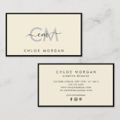 Modelmonogram voor ondertekening van modern zwart  visitekaartje (Voorkant / Achterkant)