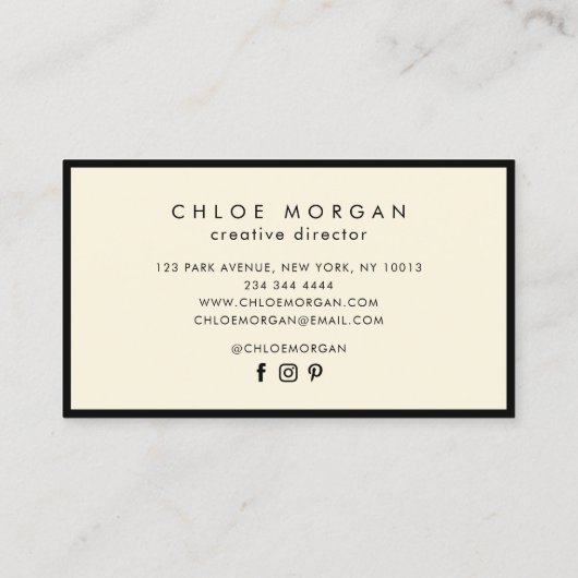 Modelmonogram voor ondertekening van modern zwart  visitekaartje (Achterkant)