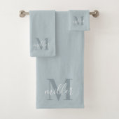 Modeln blauw op maat gesneden monogram bad handdoek (Insitu)
