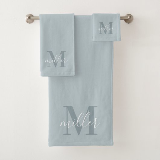 Modeln blauw op maat gesneden monogram bad handdoek (Insitu)
