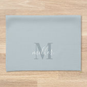 Modeln blauw op maat gesneden monogram theedoek