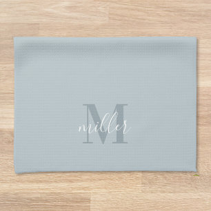 Modeln blauw op maat gesneden monogram theedoek