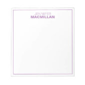 Modelnaam monogram, gepersonaliseerd Paars Notitieblok (Voorkant)