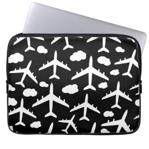 Modelontwerp van het zwarte vliegende vliegtuig laptop sleeve