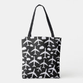 Modelontwerp van het zwarte vliegende vliegtuig tote bag (Achterkant)
