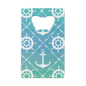 Modelontwerp van Turquoise Nautical Pattern Creditkaart Flessenopener (Achterkant)