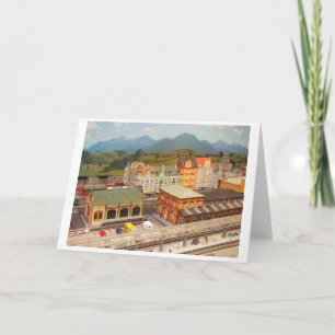 Modelspoorwegstation en stad feestdagen kaart