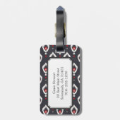 Modelstammenmonogram voor zwarte en rode ikat bagagelabel (Achterkant verticaal)