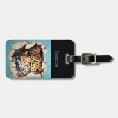 Modem Leopard Blue 3D Art  naam Bagagelabel (Voorkant horizontaal)