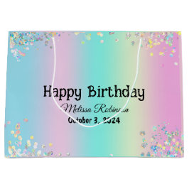 Modem Pastel Holographic Happy Birthday Groot Cadeauzakje