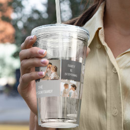 Moden 3Collage Foto & Gray Best Family Gift Acryl Drinkbeker