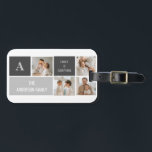 Moden 3Collage Foto & Gray Best Family Gift Bagagelabel<br><div class="desc">Moden 3Collage Foto & Gray Best Family Gift</div>
