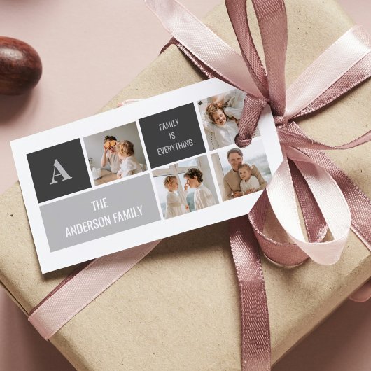 Moden 3Collage Foto & Gray Best Family Gift Cadeaulabel