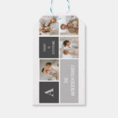 Moden 3Collage Foto & Gray Best Family Gift Cadeaulabel (Voorkant)