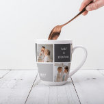 Moden 3Collage Foto & Gray Best Family Gift Latte Mok<br><div class="desc">Moden 3Collage Foto & Gray Best Family Gift</div>