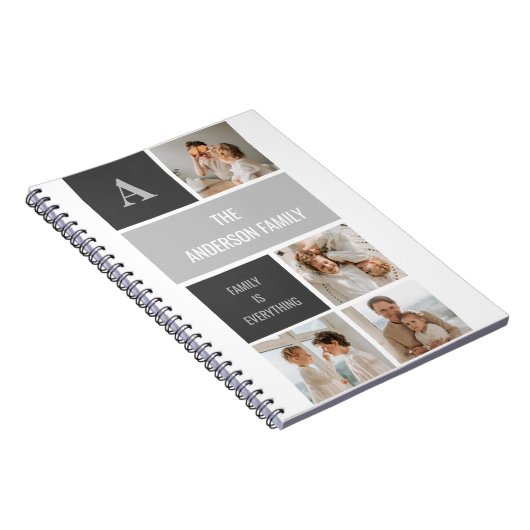 Moden 3Collage Foto & Gray Best Family Gift Notitieboek (Rechterzijde)