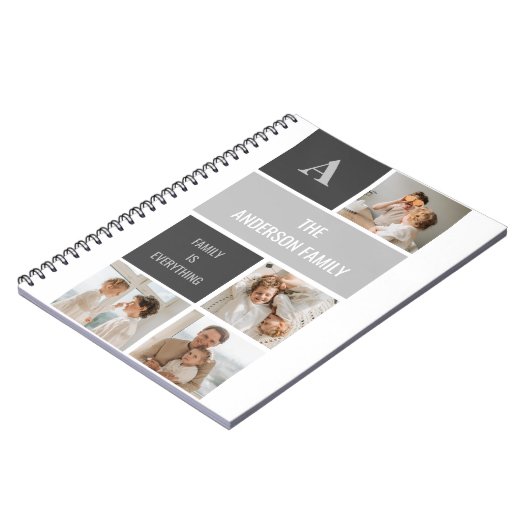 Moden 3Collage Foto & Gray Best Family Gift Notitieboek (Linkerzijde)
