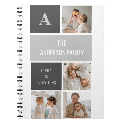 Moden 3Collage Foto & Gray Best Family Gift Notitieboek (Voorkant)
