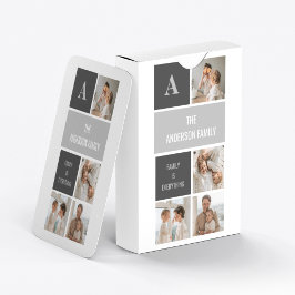 Moden 3Collage Foto & Gray Best Family Gift Pokerkaarten