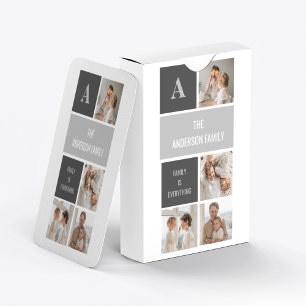 Moden 3Collage Foto & Gray Best Family Gift Pokerkaarten