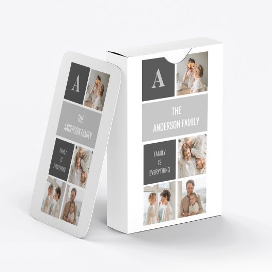 Moden 3Collage Foto & Gray Best Family Gift Pokerkaarten