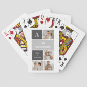 Moden 3Collage Foto & Gray Best Family Gift Pokerkaarten (Achterkant)