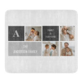 Moden 3Collage Foto & Gray Best Family Gift Snijplank (Voorkant)
