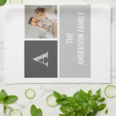 Moden 3Collage Foto & Gray Best Family Gift Theedoek (Gevouwen)