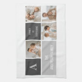 Moden 3Collage Foto & Gray Best Family Gift Theedoek (Verticaal)