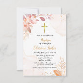 Moden Baptisme roze waterverf florale splash Kaart (Voorkant)