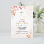 Moden Baptisme roze waterverf florale splash Kaart (Staand voorkant)