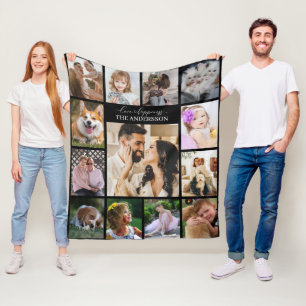 Moden Family PHOTO Collage 13 Afbeelding en Person Fleece Deken