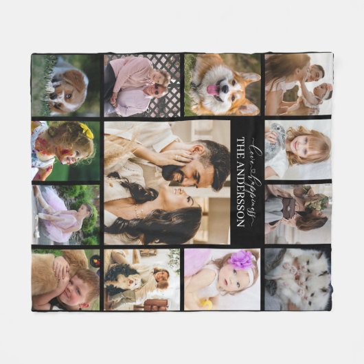 Moden Family PHOTO Collage 13 Afbeelding en Person Fleece Deken (Voorkant (Horizontaal))