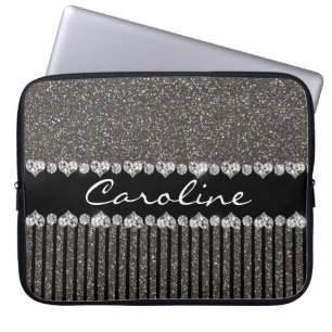 Moden Gray Glitter Persoonlijk Laptop Sleeve